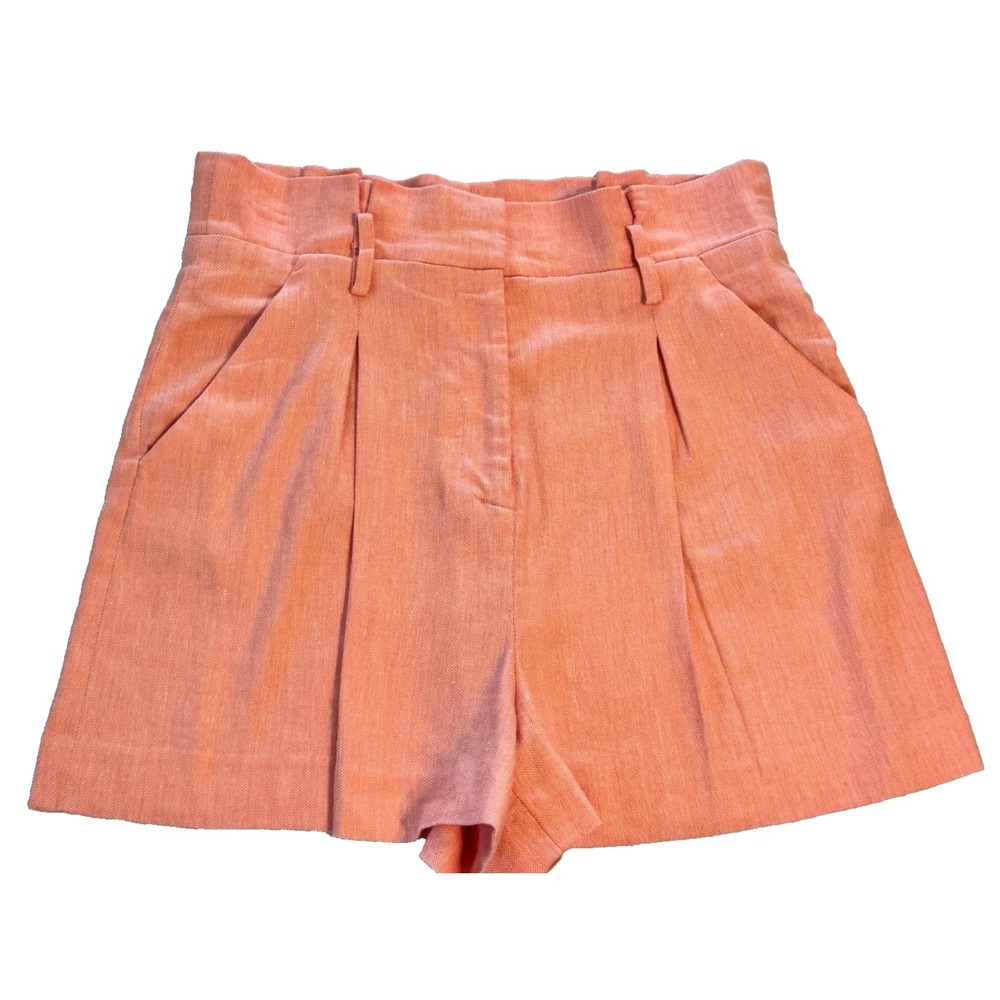 VERONICA BEARD Sz 8 Peach Womens Ashford Pleated High Rise Shorts Linen